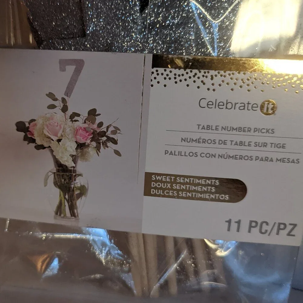 NWT Celebrate It Silver Table Number Picks Summer Wedding Reception Formal Party